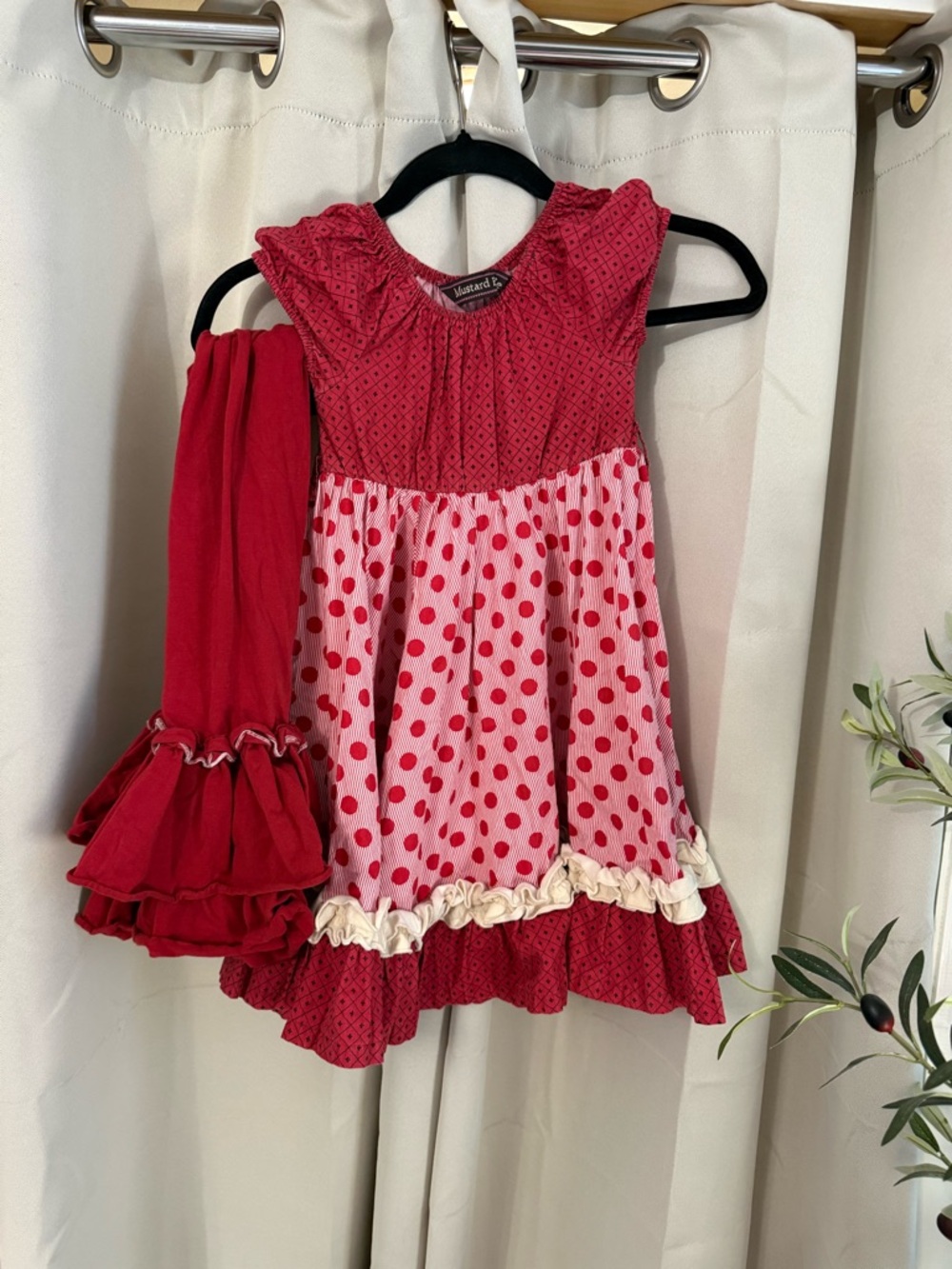 Mustard Pie Red Printed Ruffle Dress